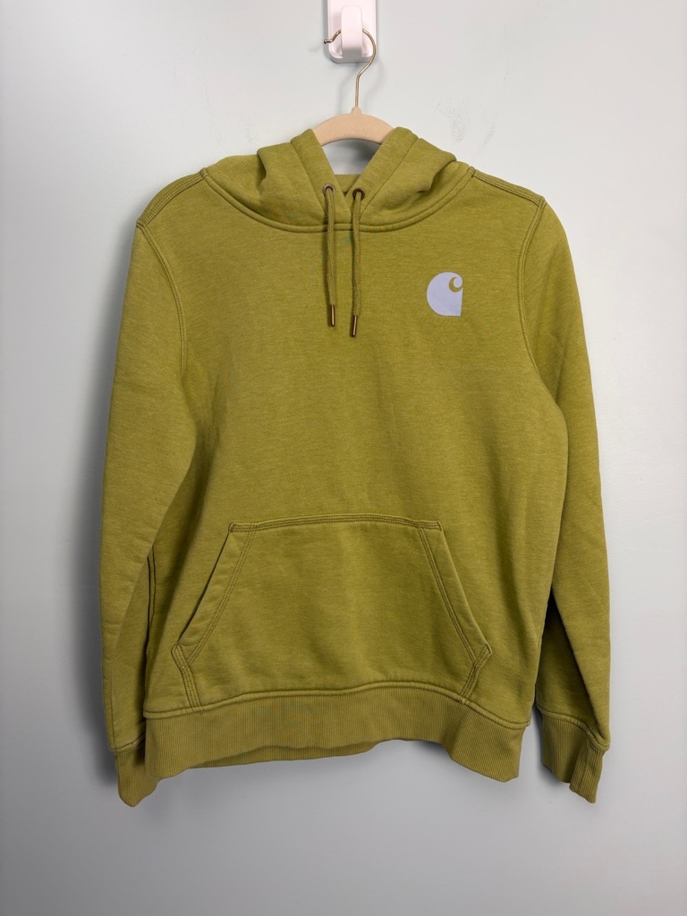 Carhartt Women’s Size Small Iconic Relaxed Green Clarksburg Pullover Hoodie Logo